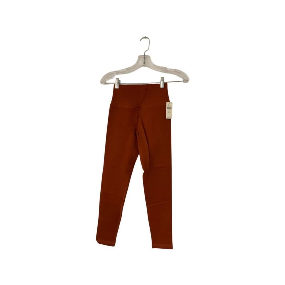 Anthropologie Womens Ribbed High Rise Leggings Yoga Size XS S Terra Cotta NWT